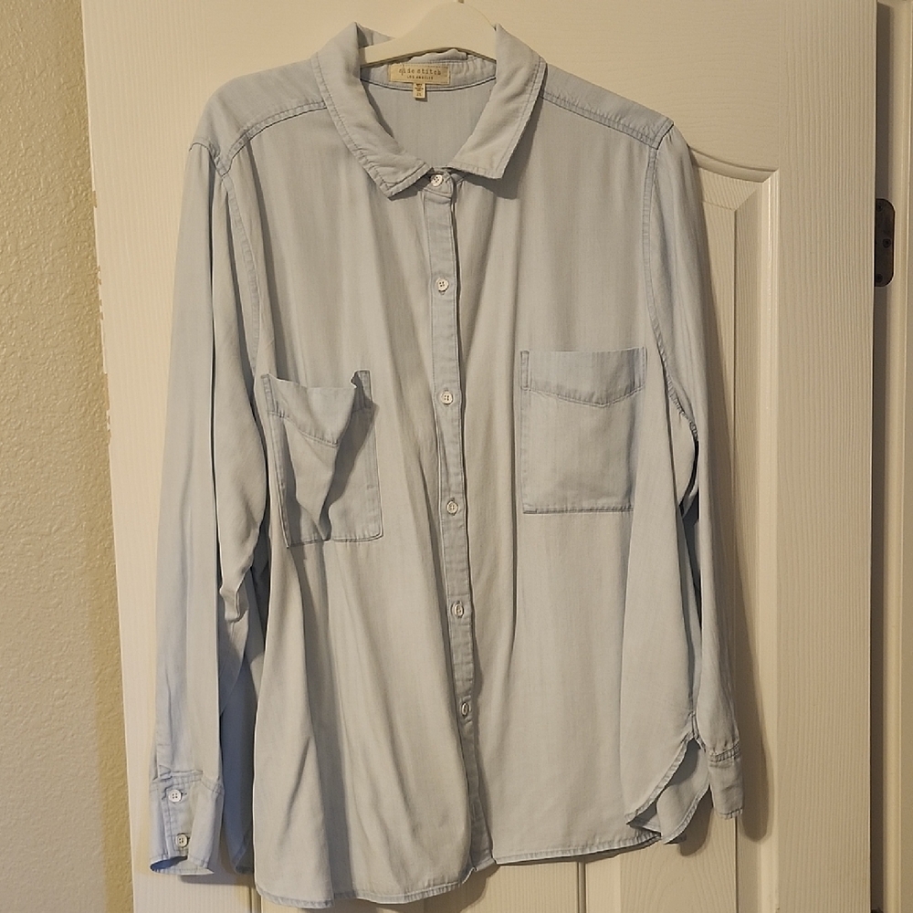 Side Stitch Sky Blue  Button-Down Shirt